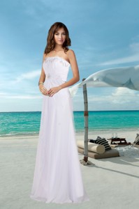 Cheap Empire Strapless Beading Wedding Dress for Beach 
