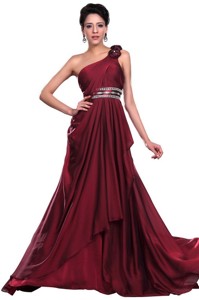 Wine Red Long Prom Dress With Beading