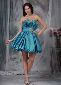 Teal Pricess Sweetheart Mini-length Taffeta Beading Prom Homecoming Dress