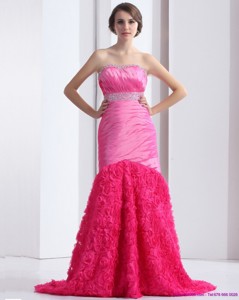 Wonderful Strapless Prom Dress With Ruching And Beading