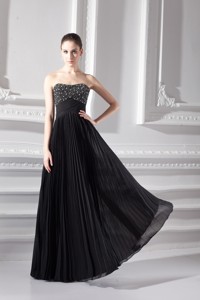 Chiffon Strapless Prom Dress With Beading And Pleats
