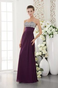 Dark Purple Empire Sweetheart Floor-length Chiffon Beading Prom / Evening Dress