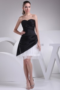 Organza Taffeta Sweetheart Ruched Black And White Prom Dress