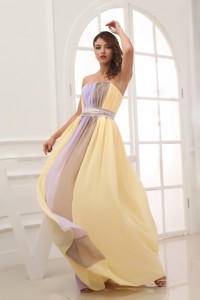 Ruching Strapless Multi-color Long Elegant Prom Dress