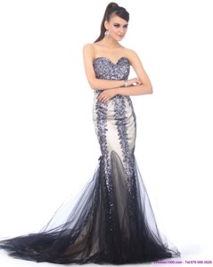 Elegant Sweetheart Mermaid Prom Dress With Beading And Brush Train