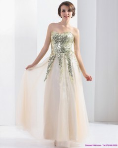 Exquisite Sweetheart Floor Length Prom Dress With Sequins