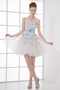 Spring Sweetheart Mini-length Organza Lace White Wedding Dress
