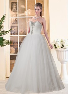 Pretty Sweetheart A Line Wedding Dress With Beading