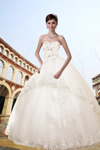 Ball Gown Strapless Appliques Wedding Dress for Church 