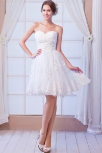 White Sweetheart Mini-length Organza Appliques Prom Dress