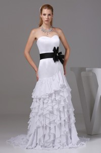 Mermaid Sweetheart Sashes Wedding Dress With Ruffled Layers In Party