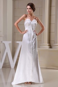 Sweetheart Brush Train Bridal Gown in White with Asymmetrical Hemline 