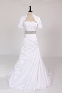 Exclusive Strapless Court Train Wedding Dress With Beading