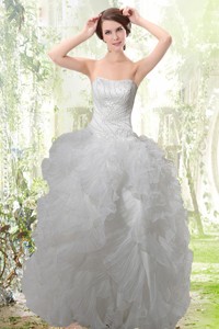 Exquisite Strapless Ruffles Wedding Dress with Zipper Up 
