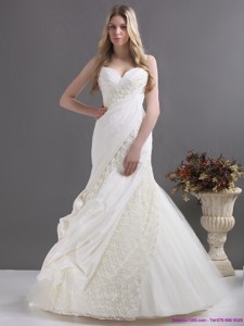 Sophisticated A Line Wedding Dress With Ruching And Lace