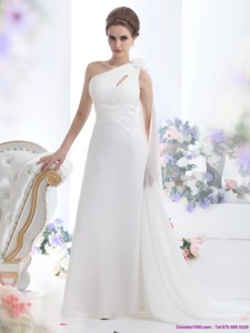 Popular One Shoulder Wedding Dress With Ruching