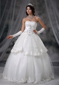 Le Mars Iowa Beaded Decorate Bodice Ball Gown Wedding Dress Appliques With Beading