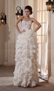 Column Sweetheart Chiffon Floor-length Ruffles Wedding Dress 