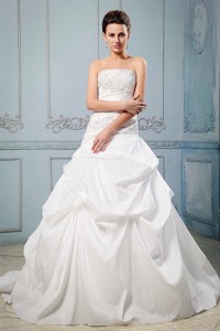 Custom Made Wedding Dress With Pick-ups And Appliques