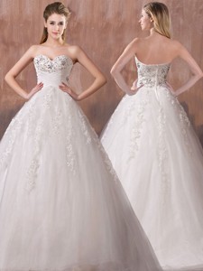Lovely A Line Sweetheart Wedding Dress With Beading And Appliques