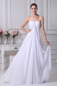 One Shoulder Empire Chiffon Wedding Gowns With Beading