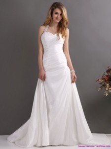 The Super Hot Halter Top Wedding Dress With Beading And Ruching