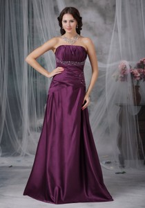 Dark Purple Princess Sweetheart Prom Dress Beading Brush Train Taffeta