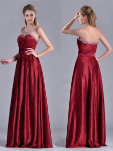 Classical Empire Sweetheart Wine Red Prom Dress with Beaded Top
