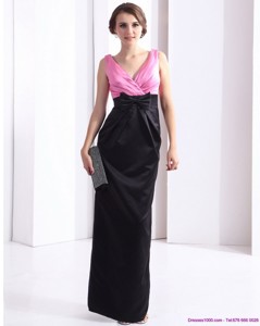 Elegant V Neck Long Prom Dress With Bowknot And Ruching