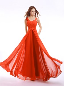 Best Selling Straps Chiffon Prom Dress with Hand Made Flowers