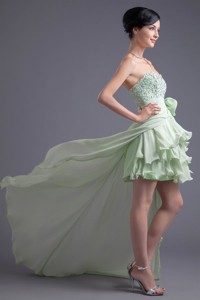 Sweetheart High-low Green Beading Chiffon Prom Dress