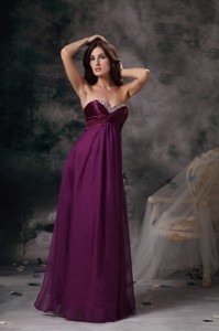 New Dark Purple Prom Dress Empire Sweetheart Chiffon Beading Floor-length