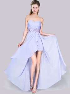 Low Price Short Inside Long Outside Lavender Prom Dress in Chiffon
