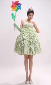 Yellow Green Ruffles and Ruched Bodice For Prom Dress In Bad Wildbad Germany