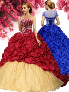 Wonderful Beaded and Pick Ups Quinceanera Dress with Brush Train