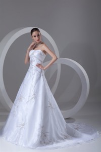 Strapless Embroidery And Beading Court Train Wedding Dress