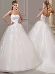 Gorgeous Ball Gown Court Train Wedding Dress With Appliques And Ruching