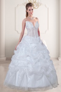 Wonderful Ball Gown Sweetheart Embroidery Wedding Dress 