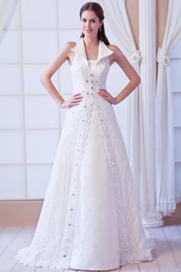 Affordable Square Court Train Lace Beading Wedding Dress