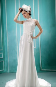 White High-neck In Salem Wedding Dress With Sash
