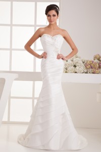 Sweetheart Tiers Wedding Dress with Beading Appliques and Ruching 