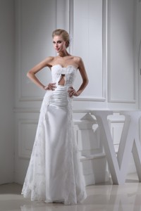 Sweetheart Lace And Taffeta Ruching Bridal Dress In White With Hollow Out