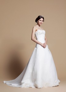 A Line Wedding Dress With Beading And Appliques