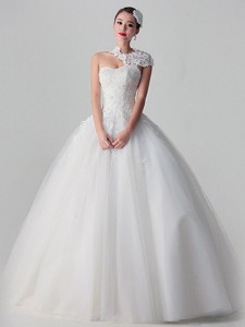 New Style Lace Long White Wedding Dress In Tulle