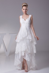 Lace Straps High-low Wedding Dress