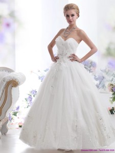 Perfect Beading Sweetheart White Wedding Dress
