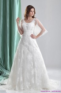 Wonderful A Line Wedding Dress With Beading And Lace