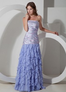 Lilac Beaded and ruffled Pageant Dress Strapless