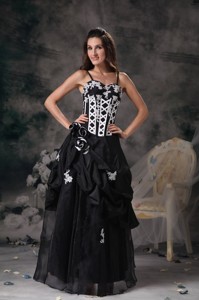 Custom Made Black and White Evening Dress with Column