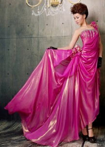 Fuchsia High-low Beaded One Shoulder Prom Dress Silk Like Satin In Portishead Avon